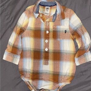 Levi's Brown and Cream Plaid Button-Down Onesie